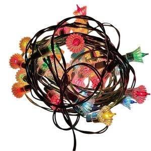 Vintage Daisy Petal Flower Multicolor Christmas String Lights 35ct Tested Works